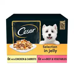 Tesco Cesar Deliciously Fresh Wet Dog Food Pouches in Jelly 12x100g offer