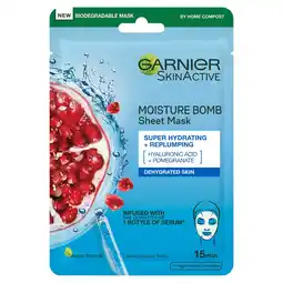 Tesco Garnier Moisture Bomb Hydrating Face Mask Pomegranate offer