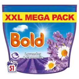 Tesco Bold All in 1 Washing Liquid Pods Lavender & Camomile 51 Washes 999.6g offer