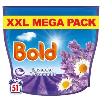 Tesco Bold All in 1 Washing Liquid Pods Lavender & Camomile 51 Washes 999.6g offer