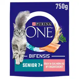 Tesco Purina One 7+ Cat Food Salmon 750G offer