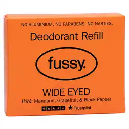 Tesco Fussy Natural Deodorant Refill Wide Eyed 40g offer