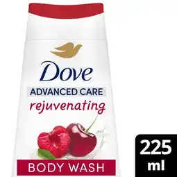 Tesco Dove Rejuvenating 24hr Moisturisation Advanced Care Body Wash Shower Gel Cherry & Chia Milk 225ml offer