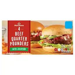 Morrisons Morrisons 4 Beef Quarter Pounder Burgers with Jalapeno 454g offer