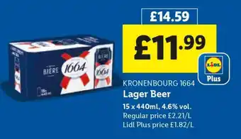 Lidl KRONENBOURG 1664 Lager Beer offer