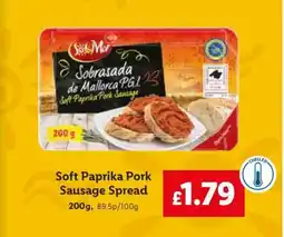 Lidl Soft Paprika Pork Sausage Spread offer