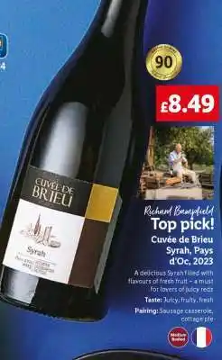 Lidl Cuvée de Brieu Syrah, Pays d'Oc, 2023 offer