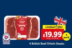 Lidl 4 British Beef Sirloin Steaks offer