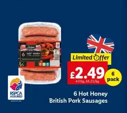 Lidl 6 Hot Honey British Pork Sausages offer