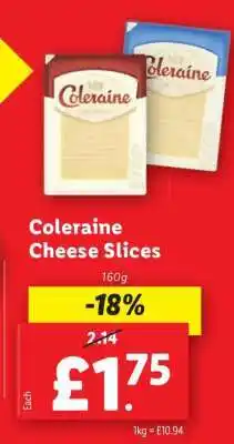 Lidl Coleraine Cheese Slices offer