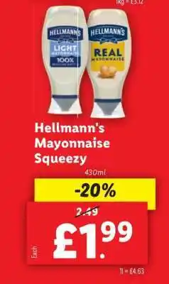 Lidl Hellmann's Mayonnaise Squeezy offer