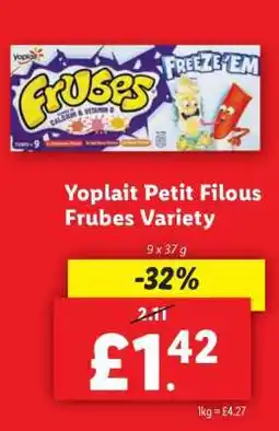 Lidl Yoplait Petit Filous Frubes Variety offer