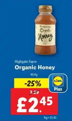 Lidl Highgate Fayre Organic Honey offer