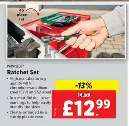 Lidl PARKSIDE Ratchet Set offer