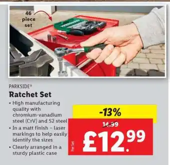 Lidl PARKSIDE Ratchet Set offer
