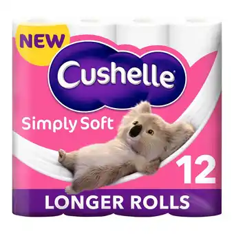 Tesco Cushelle Simply Soft Toilet Rolls 12 Rolls 50% More Sheets offer
