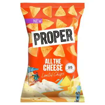 Tesco PROPER All The Cheese Lentil Chips 85g offer