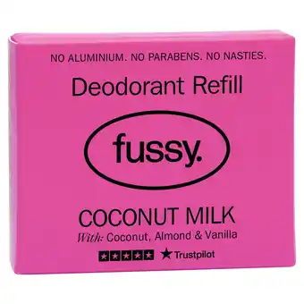 Tesco Fussy Natural Deodorant Refill Coconut Milk 40g offer