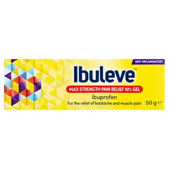 Tesco Ibuleve Max Strength Ibuprofen Pain Relief 10% Gel 50g offer