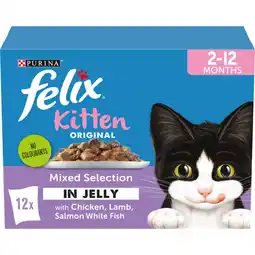Asda Felix Original Kitten Mixed Selection in Jelly Wet Cat Food 12x85g offer