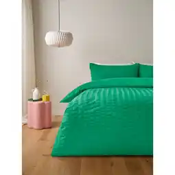 Asda George Home Bright Green Seersucker Duvet Set Single offer