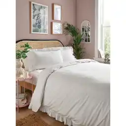 Asda George Home Plain Frill Trim Duvet Set Double offer