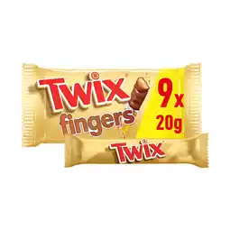 Iceland Twix Caramel & Milk Chocolate Fingers Biscuit Snack Bars Multipack 9x20g offer