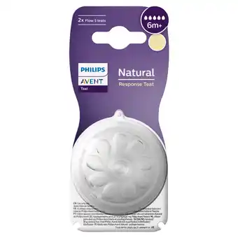 Tesco Philips Avent Natural Response Teat Flow 5 6m+ 2 pack offer