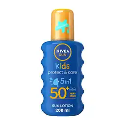 Tesco NIVEA SUN Kids Protect & Care Coloured Sun Cream Spray SPF50+ 200ml offer