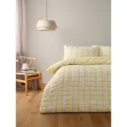 Asda George Home Yellow Box Check Seersucker Duvet Set Single offer