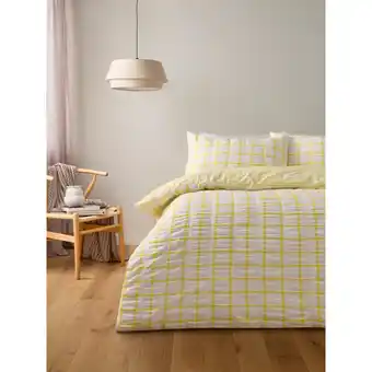Asda George Home Yellow Box Check Seersucker Duvet Set Single offer