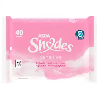 Asda ASDA Shades Sensitive Flushable Moist Toilet Tissue Wipes offer