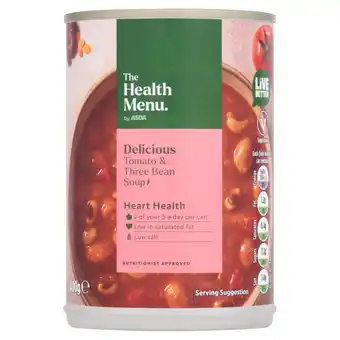 Asda The Health Menu by ASDA Tomato & Three Bean Soup 400g offer