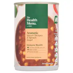 Asda The Health Menu by ASDA Aromatic Spiced Chickpea & Spinach Soup 400g offer