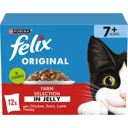 Asda Felix Original Senior Farm Selection in Jelly Wet Cat Food 12x85g offer