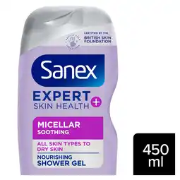 Tesco Sanex Expert Skin Health+ Soothing Shower Gel Body Wash 450ml offer