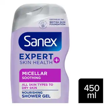 Tesco Sanex Expert Skin Health+ Soothing Shower Gel Body Wash 450ml offer