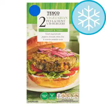 Tesco Tesco Vegetarian 2 Feta & Olive 1/4lb Burger Patties 227g offer