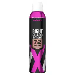 Tesco Right Guard Xtreme Female 72 Hours Protection Anti-Perspirant Invisible 250ml offer