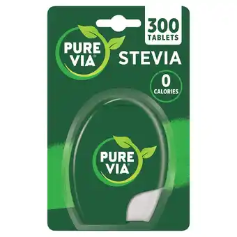 Tesco Pure Via Stevia Leaf Sweetener 300 Tablets 25.5g offer
