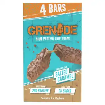 Tesco Grenade Protein Bar - Chocolate Chip Salted Caramel 4 x 60g offer