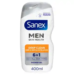 Tesco Sanex Men Skin Health Deep Clean 6In1 Shower Gel Body Wash 400Ml offer