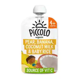 Tesco Piccolo Organic Pear, Banana, Coconut Milk & Baby Rice 100g offer
