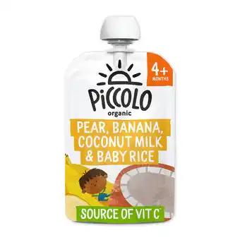 Tesco Piccolo Organic Pear, Banana, Coconut Milk & Baby Rice 100g offer