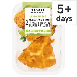 Tesco Tesco Mango & Lime Roast Chicken Burger Fillets 2 Pack 150g offer