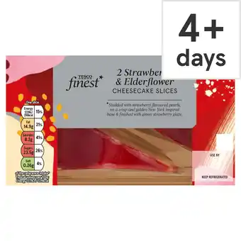 Tesco Tesco Finest 2 Strawberry & Elderflower Cheesecake Slices 180g offer