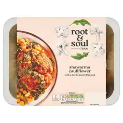 Tesco Root & Soul Shawarma Cauliflower Halves with Herby Green Dressing 520g offer