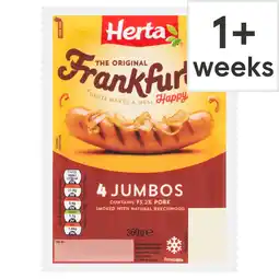 Tesco Herta Jumbo Frankfurters Hot Dogs 4 Pack 360g offer