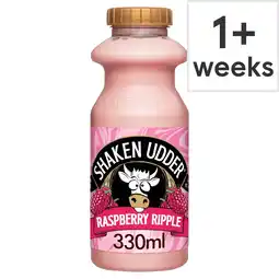 Tesco Shaken Udder Raspberry Ripple Milkshake 330ml offer