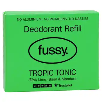Tesco Fussy Natural Deodorant Refill Tropic Tonic 40g offer